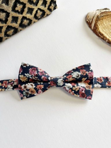 Nœud papillon pour homme / adulte en coton fleurs terreuses, mariage bohème - Collection 2026