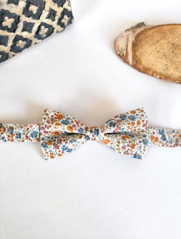 Nœud papillon pour homme / adulte en coton fleuris couleurs terreuses, mariage  
