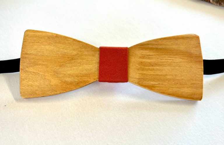 Nœud papillon en bois avec centre terracotta