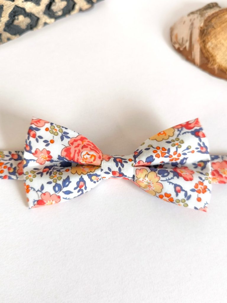 Nœud papillon liberty corail fait main en France