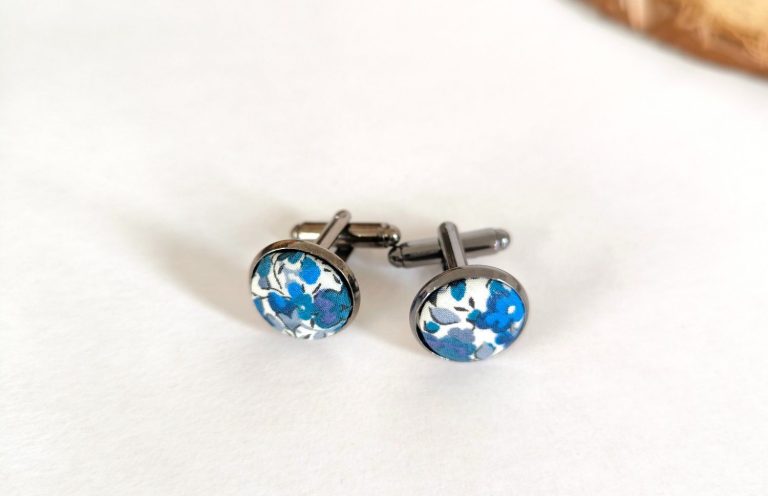 Boutons de manchette liberty bleu
