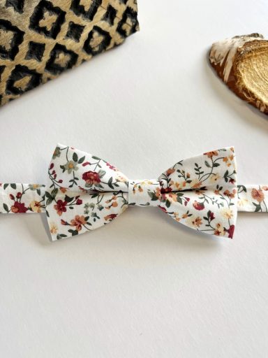 Nœud papillon pour homme / adulte en coton fleurs terreuses, mariage bohème ou champêtre - Collection 2026